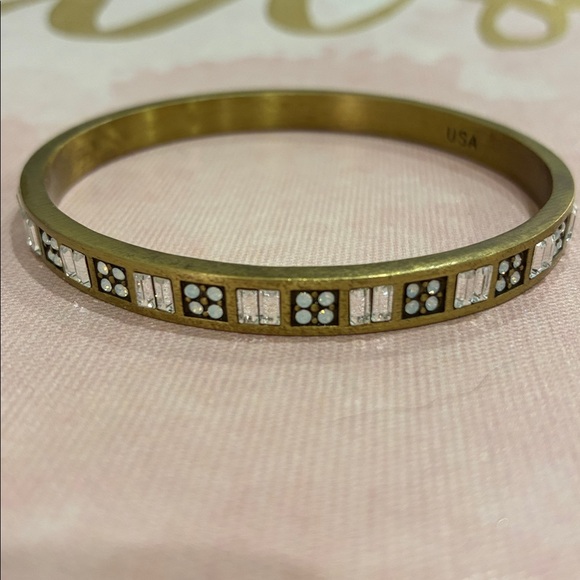 Silpada KR Signed Gold and White Rhinestone Inlay Bangle Bracelet - Picture 12 of 12
